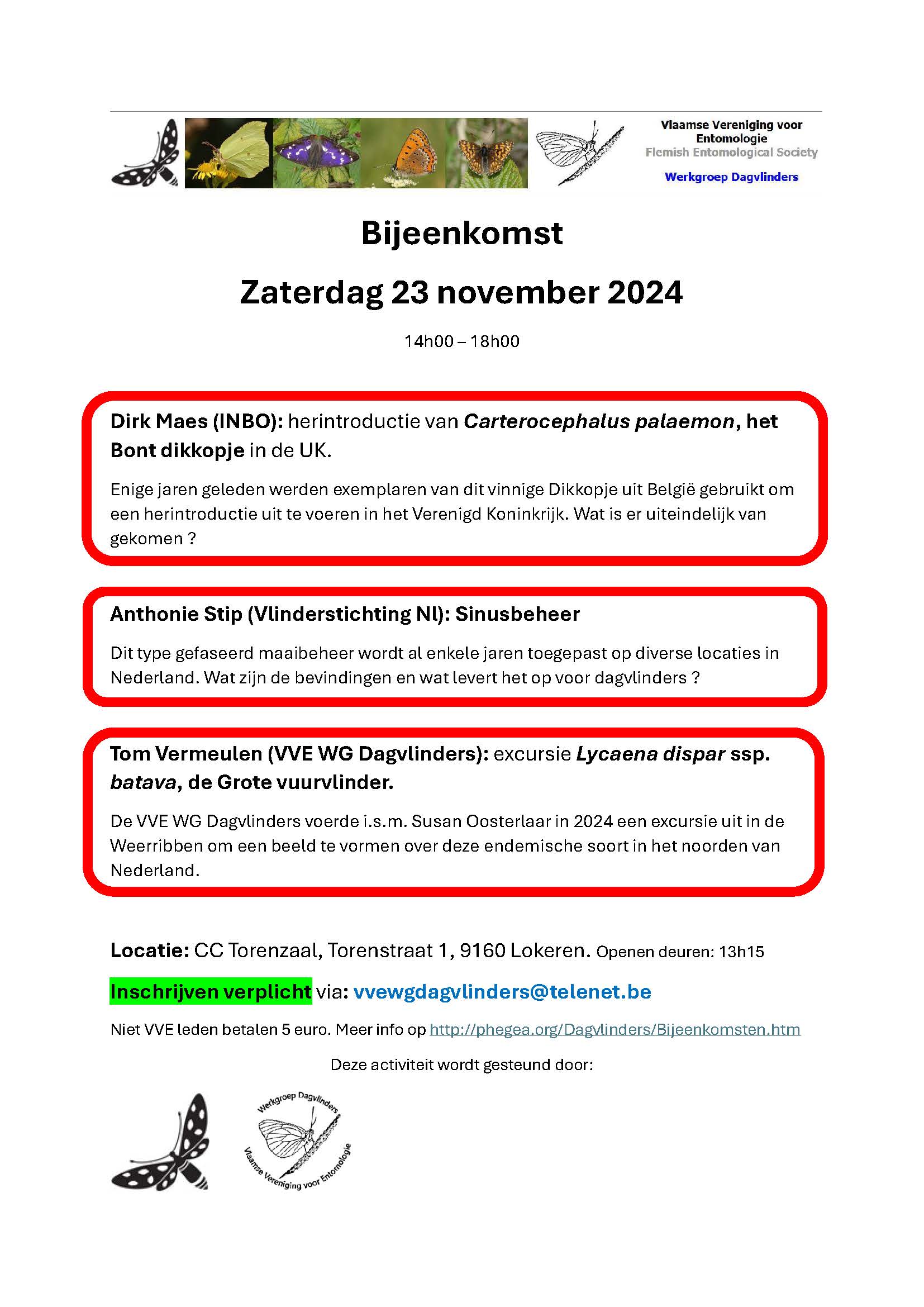 poster bijeenkomst VVE WG Dagvlinders 23 november 2024 e